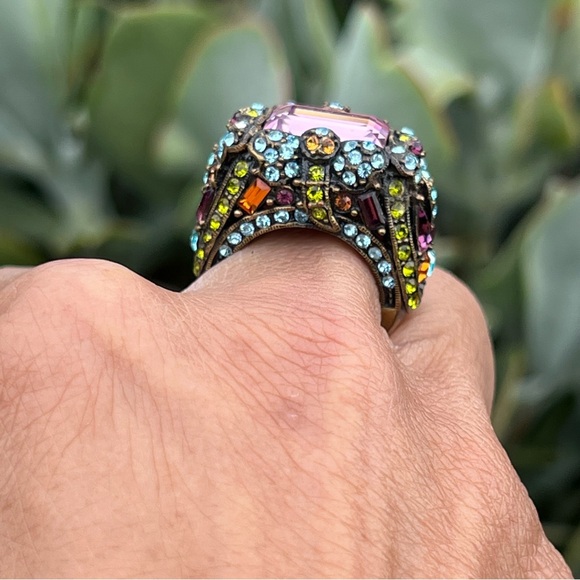 Vintage Heidi Daus Art Deco Statement Cocktail Ring – Size 8 - Picture 8 of 14